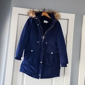 Excellent Condition...Warm black winter jacket with removerable fur hood!